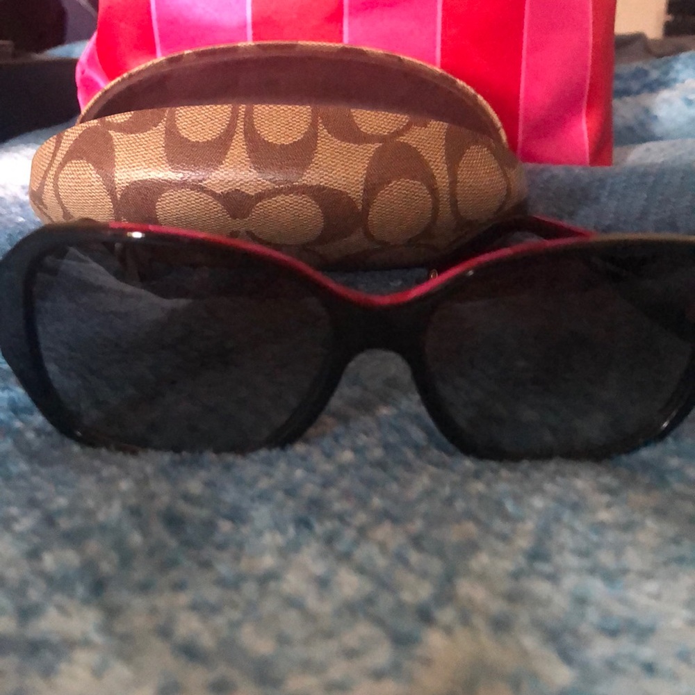 Coach black with gold flowers on side sunglasses